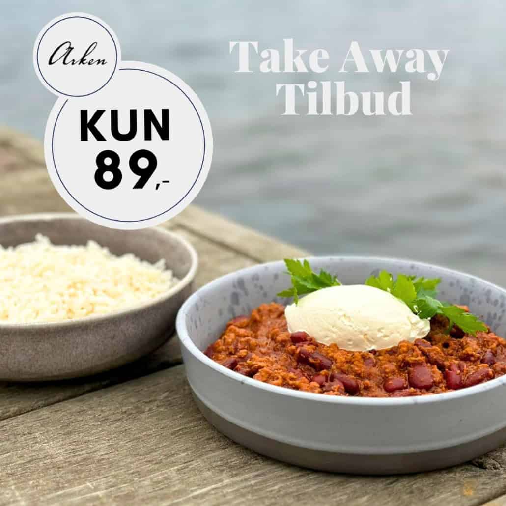 take away tilbud på Restaurant Arken på Køge Marina. Chili con carne